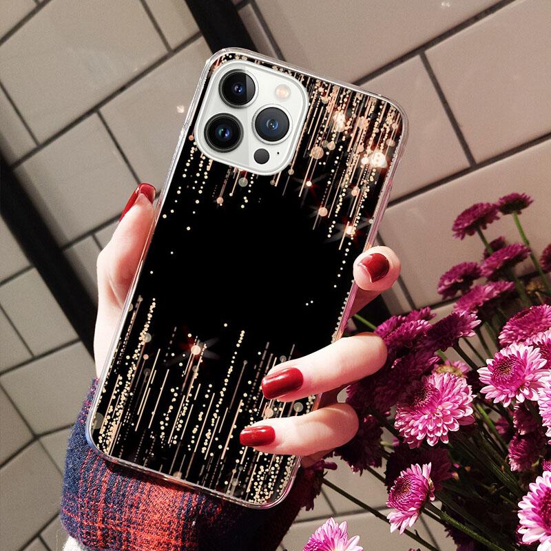 Handyhüllen für iPhone 14 12 11 13 Pro Max Hülle Silikon Funda für iPhone 13Mini X XS Max XR 8 7 14 Plus Tropfender Glitzer Pink