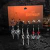 New Popular Halloween Skeleton Bat Earrings with Gothic Style Earrings Design Goth Cross Rose Piercing Earrings Jewelry Earrings