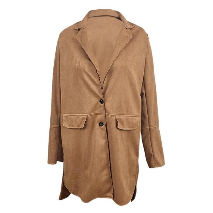 Warm Lady Winter Coat Mid Length Single Breasted Turn Down Collar Long Sleeves Pure Color Fake Pocket Outerwear Jacket Overcoat