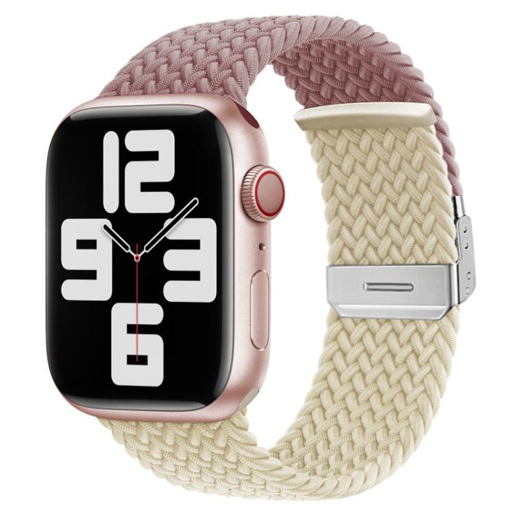 Bracelet de montre tressé en nylon avec boucle et détails de couture, Bracelet de rechange réglable pour Apple Watch 38‑49 mm