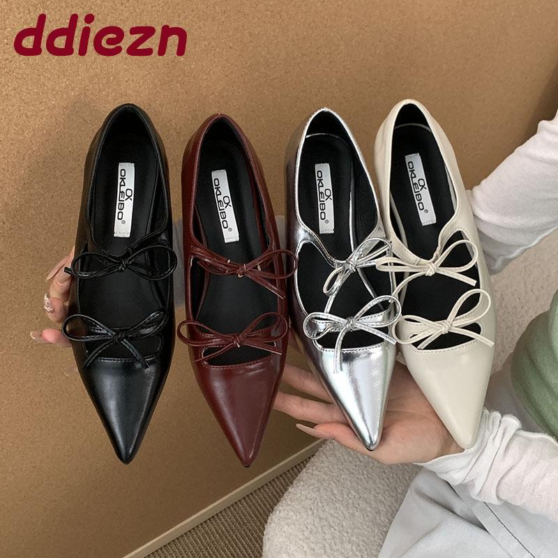 Fashion Spring Summer Fashion Pointed Toe Ladies Flats Slip On Shoes Female Shallow Footwear Butterfly-Knot Women Flats With Shoes