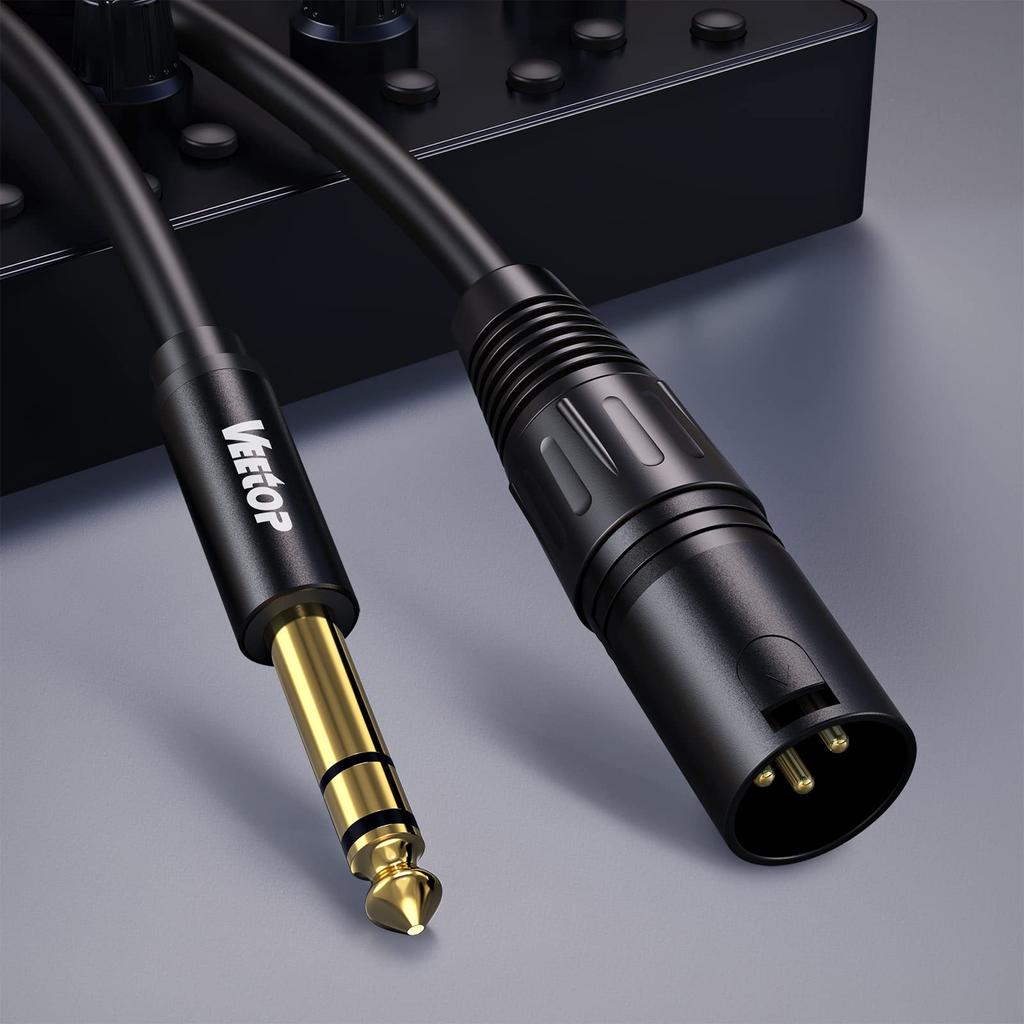 6.35mm To XLR Cable, Veetop TRS 6.35mm (14 Inch) Male To XLR Male Cable, 6.35mm To XLR Male 3-Pin Audio Cable, XLR Male To 14 Inch Jack TRS Cable,