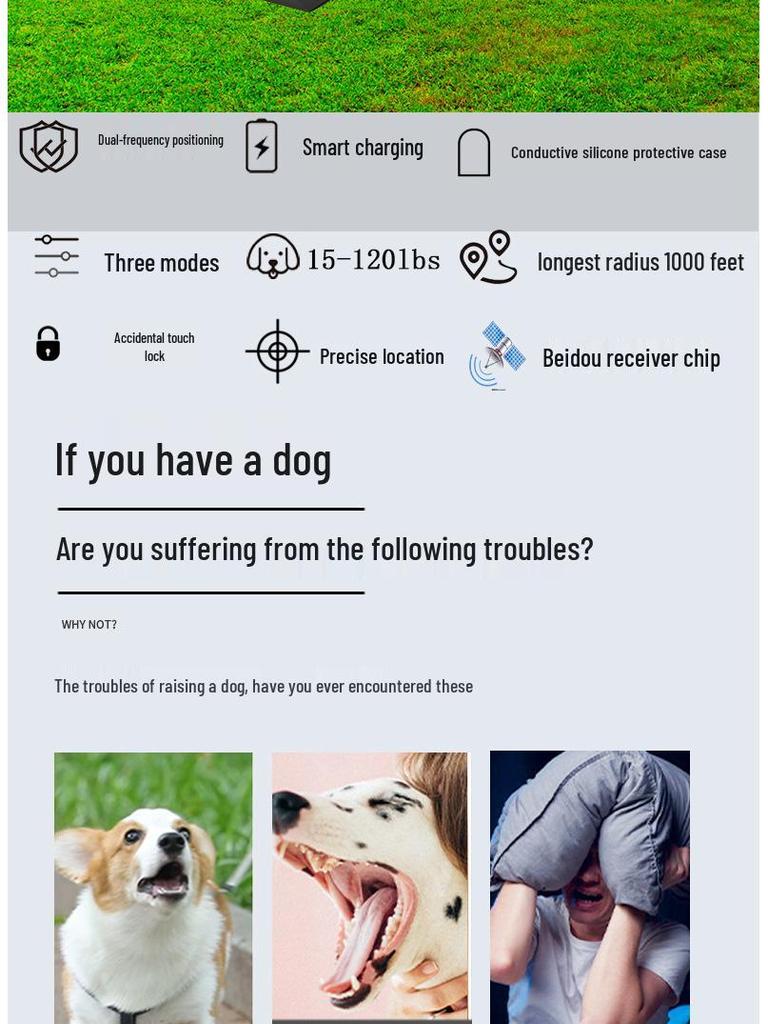 Waterproof GPS Pet Training Collar: Shock & Bark Control Device