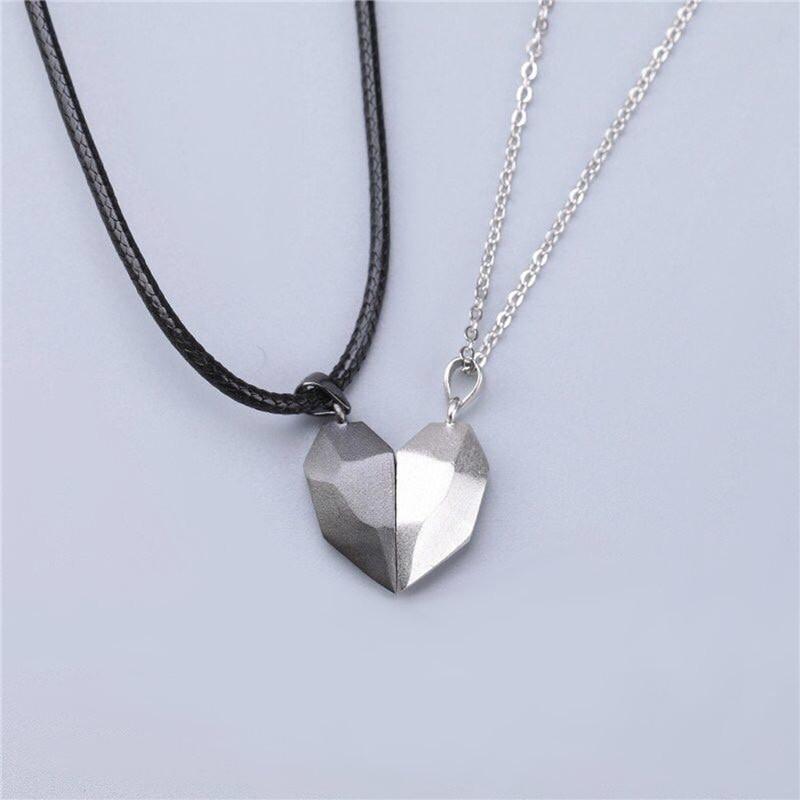 2 piezas de collar magnético versátil para parejas con colgante de corazón y piedra de los deseos, cadena para clavícula.