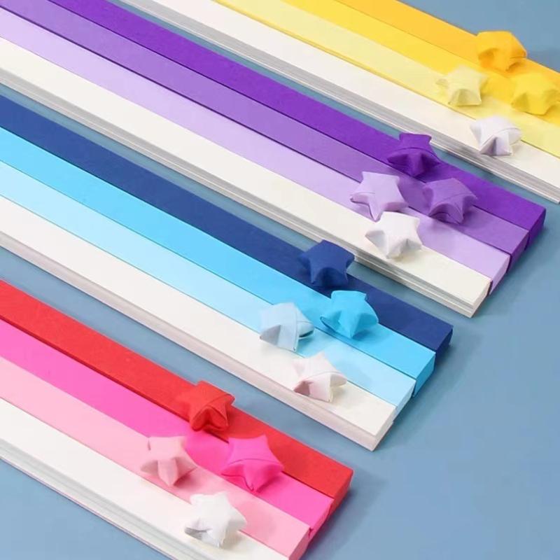 540 Blatt Farbverlauf Sterne Origami Papierstreifen Bunt Zweiseitig Glücksstern Origami DIY Handgemachte Kunstherstellung Heimdekoration