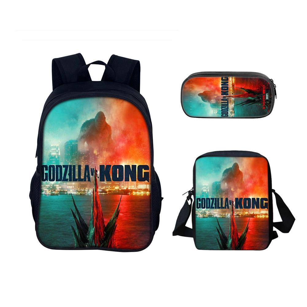 Godzilla Backpack Set With Nylon Material For School And Travel Use