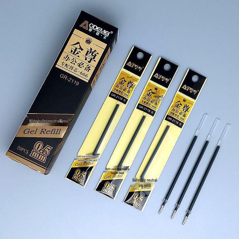 Feng Shang 009 European Standard Office Pen Refill, 0.5mm Bullet Tip, Black/Blue/Red for Students and Professionals.