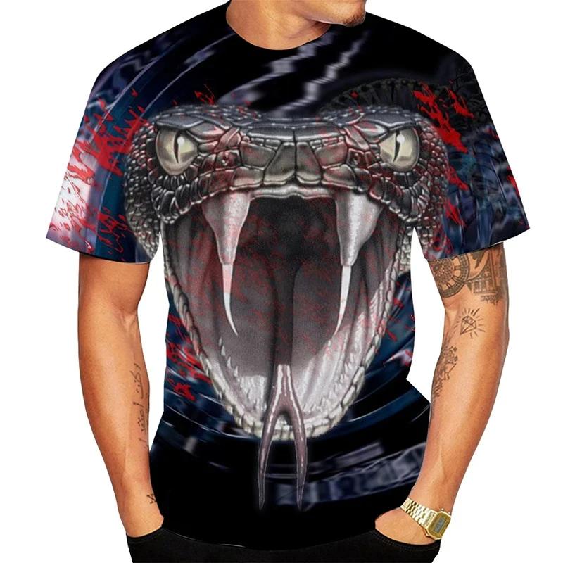 Horror Animal Snake 3D Printed T-shirt Fashion Cobra Streetwear Men O-Neck T Shirts Oversized Harajuku Women Tees Kids Male Tops