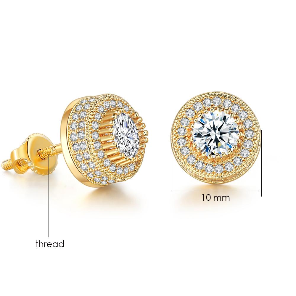 Hiphop Rock Stud Earrings For Women Classic Gold Color Jewelry Crystal Iced Out CZ Piercing Cartilage Ear Accessories Wholesale