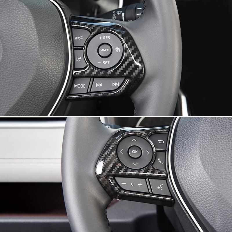 For Toyota RAV4 XA50 - 2022 2023 ABS Carbon Car Steering Wheel Button Panel Cover Trim Stickers Decoration