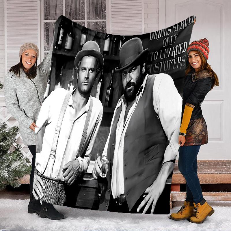 Terence Hill and Bud Spencer printed blanket—lightweight,soft,warm;versatile blanket all seasons—perfect as &air-conditioning throw,nap blanket
