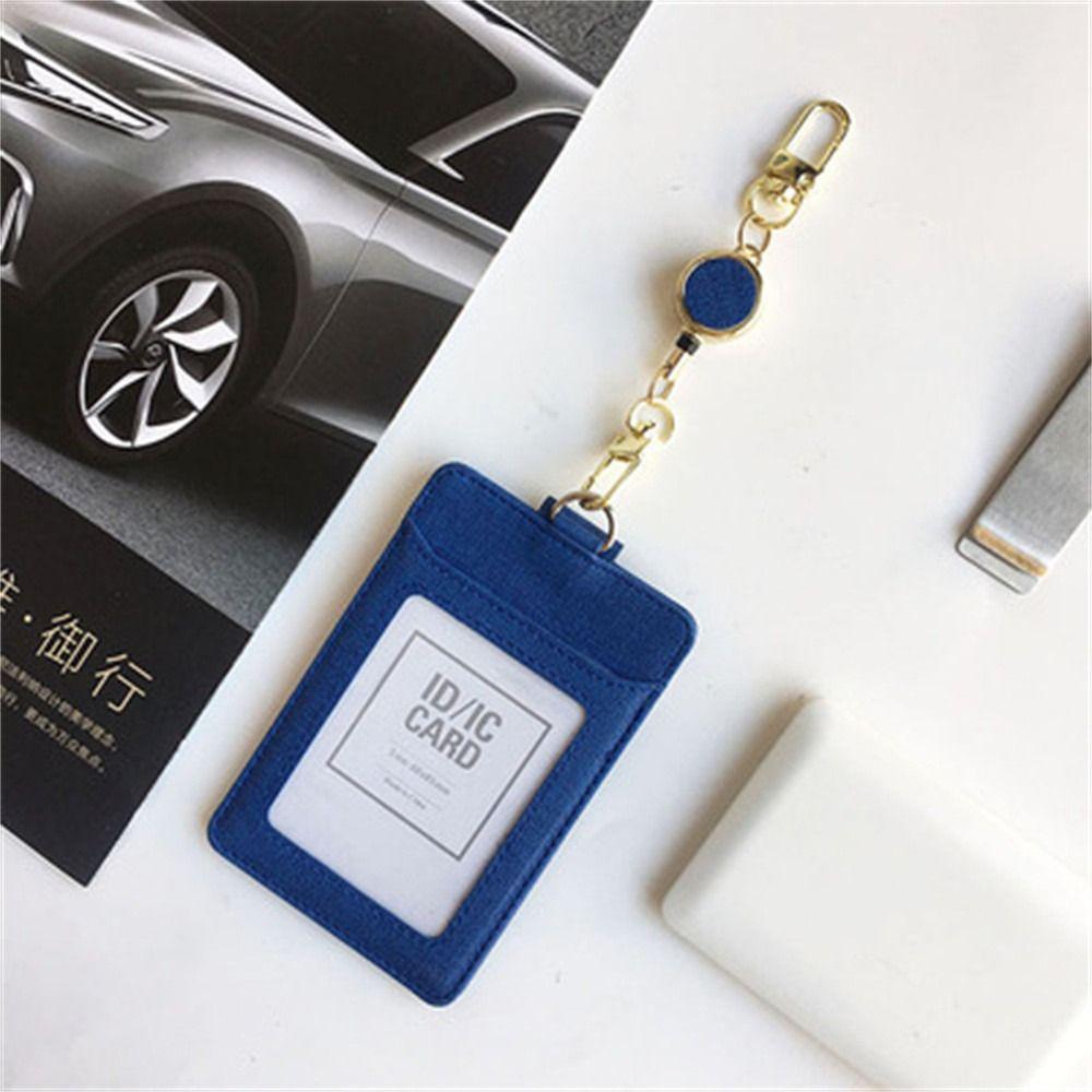 Extendable Retractable Badge Reel Easy Pull Buckle Anti Lost ID Lanyard Key Ring Pull Keyring Chest Card Metal Badge Holder