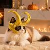 Lightweight Cat Hat Horn Crown Helmet, Golden Headpiece, with Ear Holes, for Cats Pet Funny Cosplay Helmet Halloween Theme Parties Photo Props