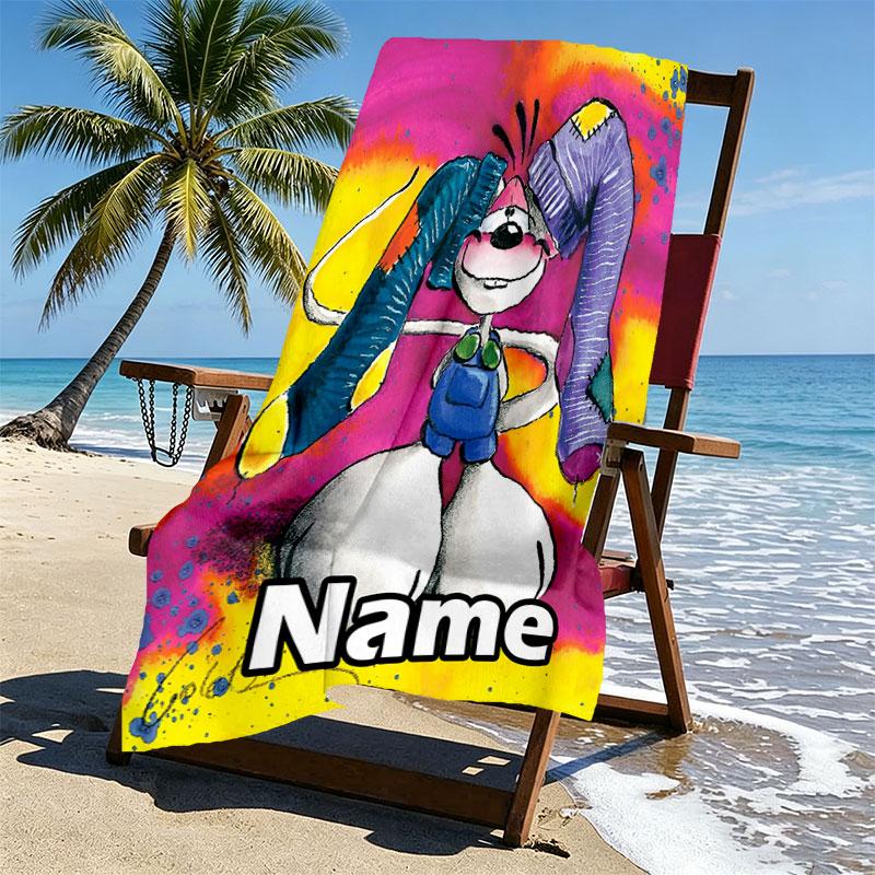 Personalisierbares Diddl Strandtuch mit individuellem Namen, für Reise Camping Strandparty Heimdekoration, Geburtstagsgeschenk für Familie & Freunde