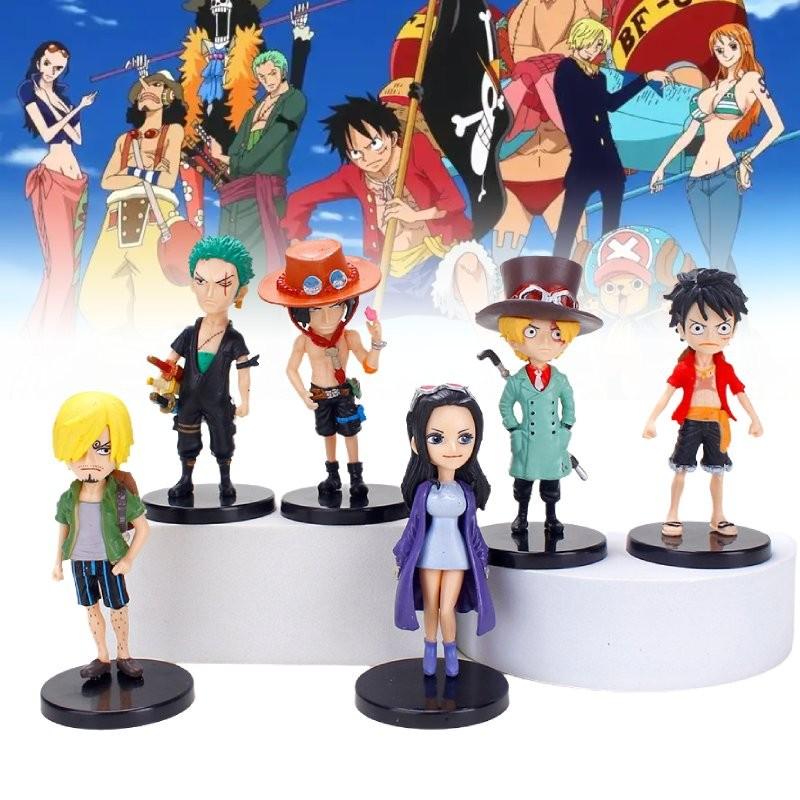 One Piece 6pcs Role Pvc Toy Model Desktop Decoration Children Christmas Gift
