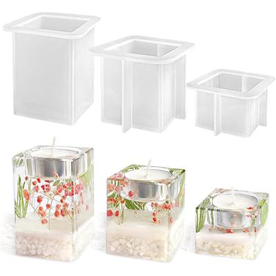 DIY Kristall Epoxidharz Form 3D Rechtecke Ornamente Kerzenhalter Kerzenständer Spiegel Silikonformen Aromatherapie Formherstellung