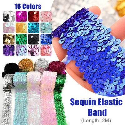 2 M Sequin Trim Lace Ribbon Elasticity Elastic Dance Clothing Curtain For DIY Craft Paillettes Sewing Garment Decor Accessory