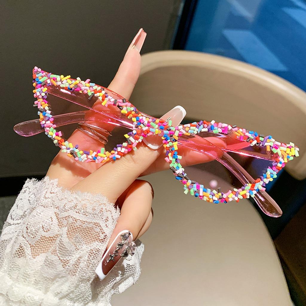 

Fashion Sunglasses For Women Eye Sunglasses Candy Color Sun Glasses Uv400 Rhinestone Decor Sunglasses For Daily Sun розовый