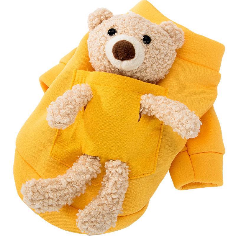Pet Clothes Autumn Thin Velvet Two-legged Cat Kitten Warm Cartoon Bear Small Dog Puppy Dog Teddy Clothing