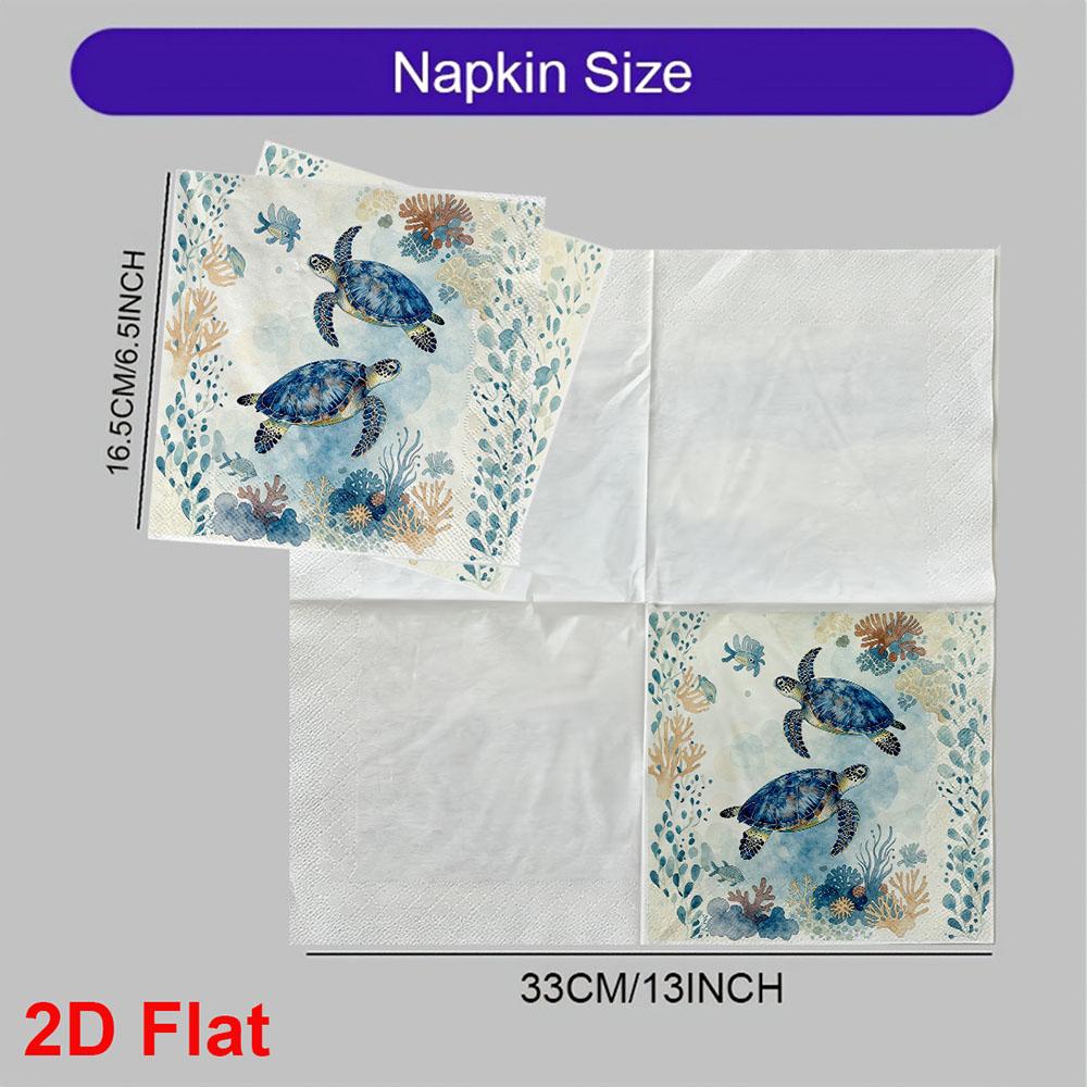 20pcs Disposable Napkins with Sea Turtle Pattern Print for Wedding,Parties,and Daily Use for Thanksgiving Fall Christmas Table Decoration