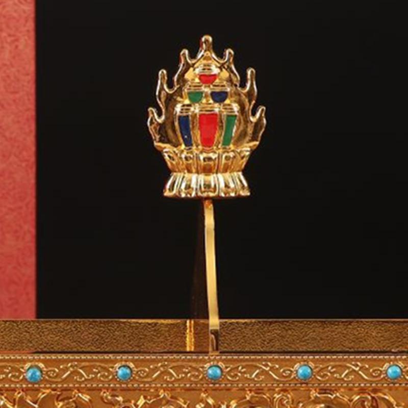 Golden Tibetan Storage Box Resin Handicraft Eight Auspicious Painting Tantric Five Organizer Buddhist Desktop Altars Decorative