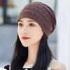 Soft Lace Beanie Hats Rhinestones Hijab Turban Cap Casual Warm Bonnet Caps  Autumn Spring