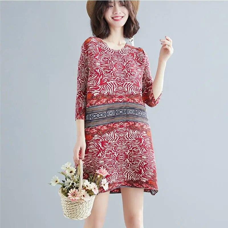 

Плиссированное платье с леопардовым принтом для весны и лета, свободная облегающая юбка А-силуэта средней длины. XXXL красный