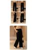YUN Women's Black High-End Straight-Leg Pants - Petite, Drape, Casual & Comfortable for Autumn/Winter.