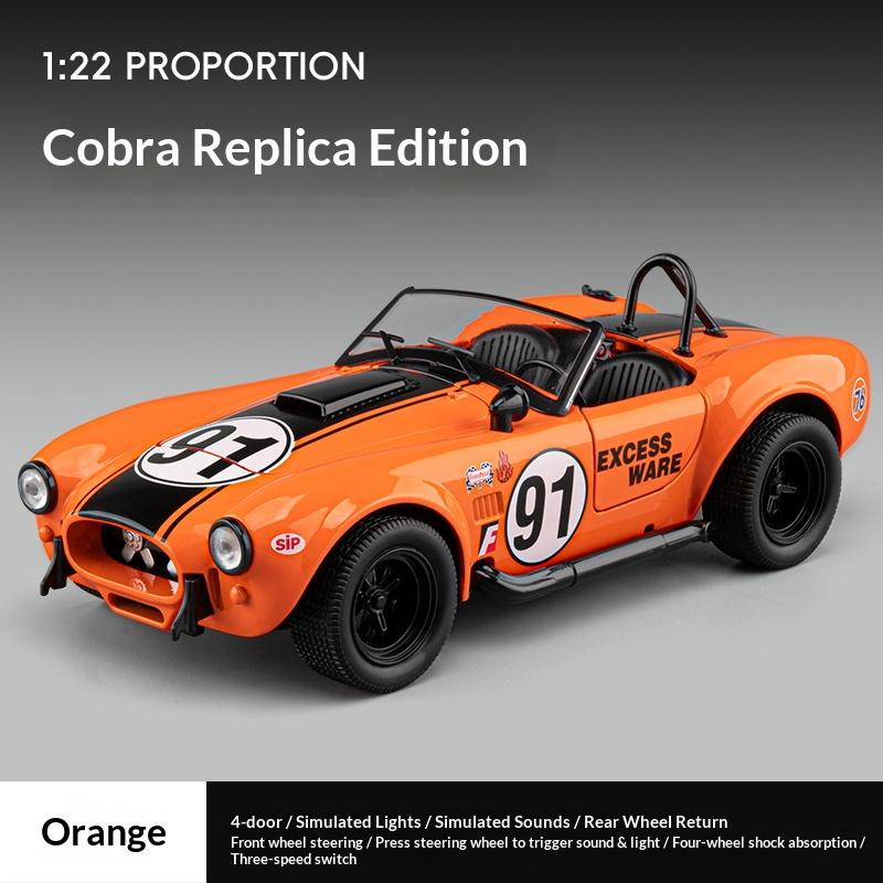 Shelby Cobra Replica Alloy Car Model 1:24 Convertible Retro Collection Classic Car Toy Car Boy Holiday Birthday Gift