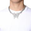European American Hip Hop Cuban Chain Butterfly Necklace with Diamonds - Women's Trendy Style