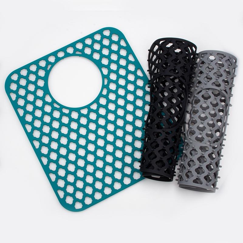 Silicone Sink Mat,Grey Kitchen Sink Mats Grid Accessory,Non-slip Sink Protector for Kitchen Bottom of Farmhouse Porcelain Sink