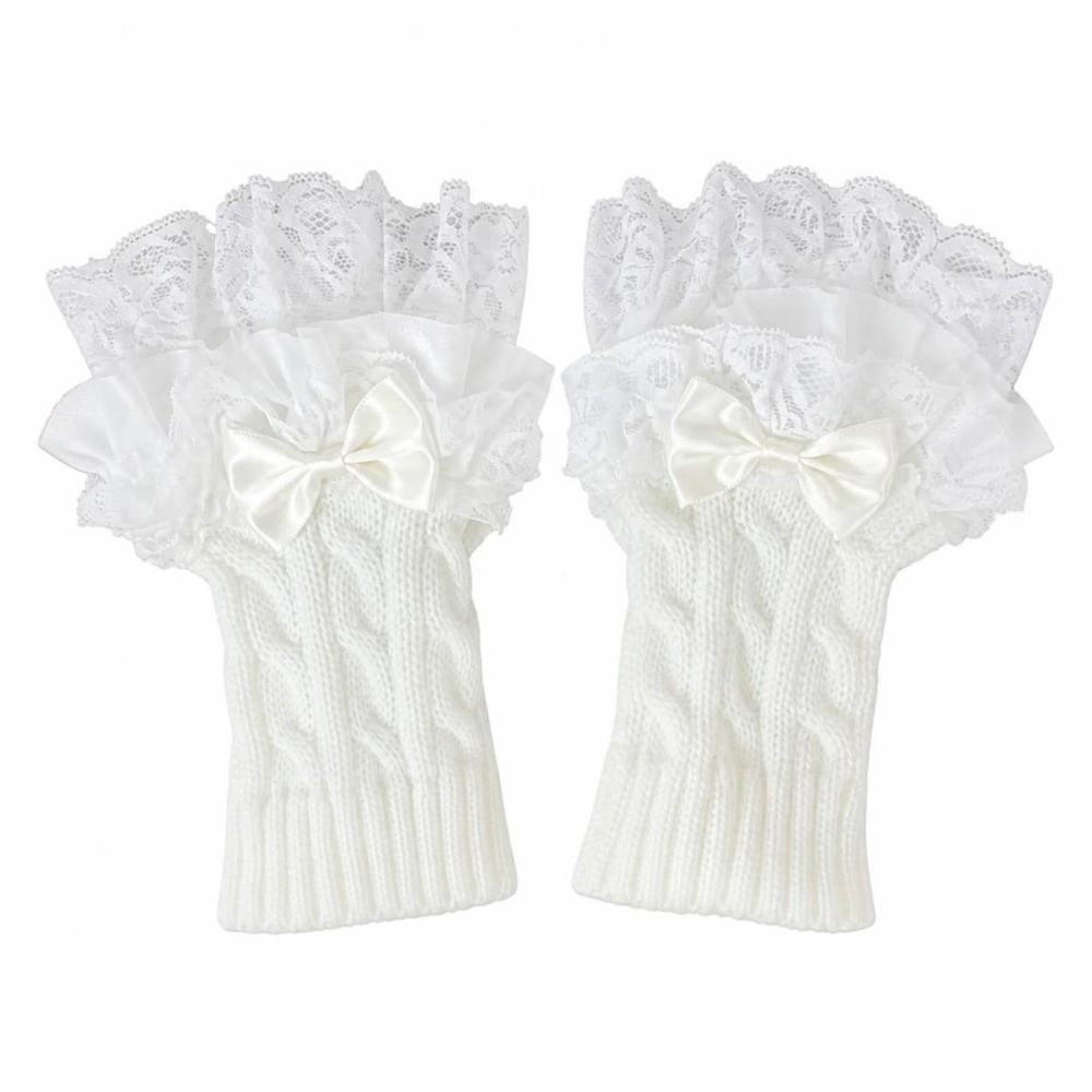 1 pair Lace Ruffle Arm Warmers Gloves Detachable Fingerless Half Gloves False Sleeve Winter Wear