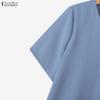 ZANZEA Womens Summer Casual V-Neck Short Sleeve Cardigan Blouse