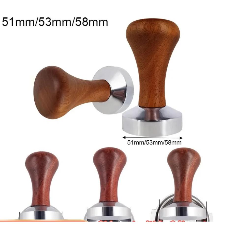 51mm 53mm 58mm Espresso Tamper Coffee Barista Flat Base Coffee Tampers With Wood Handle