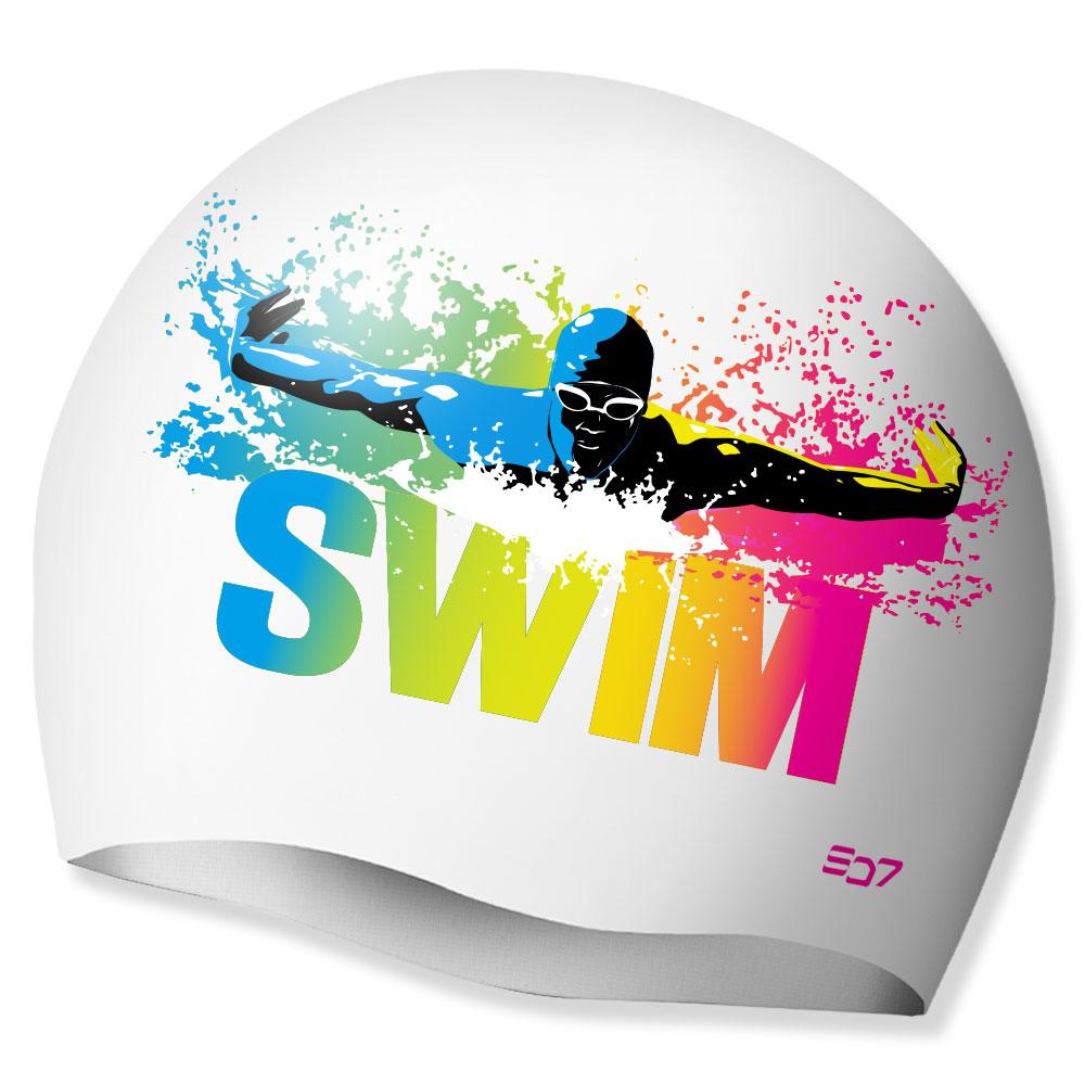 Eseudisebeun Sd7 Silicone Swim Cap Sgl-Ca305 Swim Butterfly-Wht