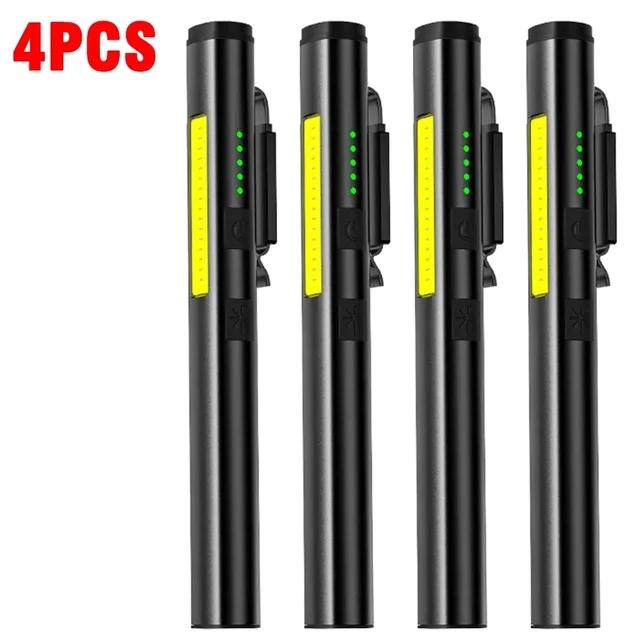 Multifunctional 4 in 1 LED Pen Flashlight (UV/LED/COB/Laser) Type-C Rechargeable Medical Mini Torch Pen Clip Repair Work Lantern