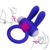 Blue Silicone Vibrating Ring With Rabbit Ears Cor 003 Blu