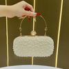 Women's Crystal Pearl Clutch Bride Bag Purse Wedding Prom Evening Bags Formal Beaded Handbag with Chain Small Tote Shoulder Crossbody Bag for Women