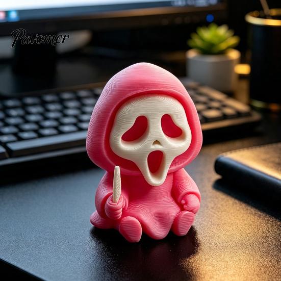 Unique Halloween Party Favors Ghost Statue, Cartoon Skeleton Sculpture, 3D Printed Textures Three Dimensional Skull Art Pieces Compact Horror Ornament