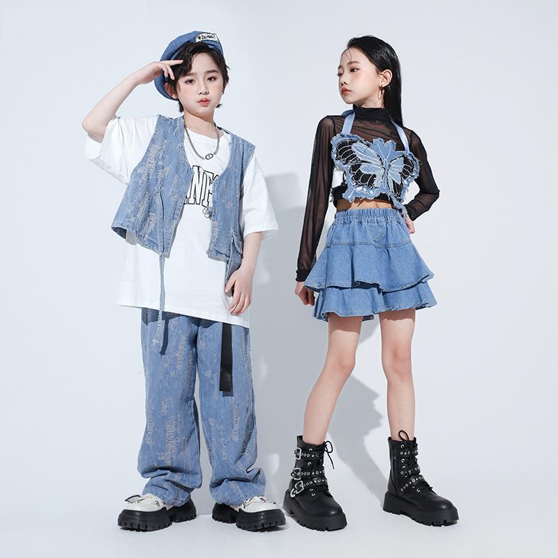 Girls' Japanese Street Dance Jazz Costume - Children's Hip-Hop Performance Outfit