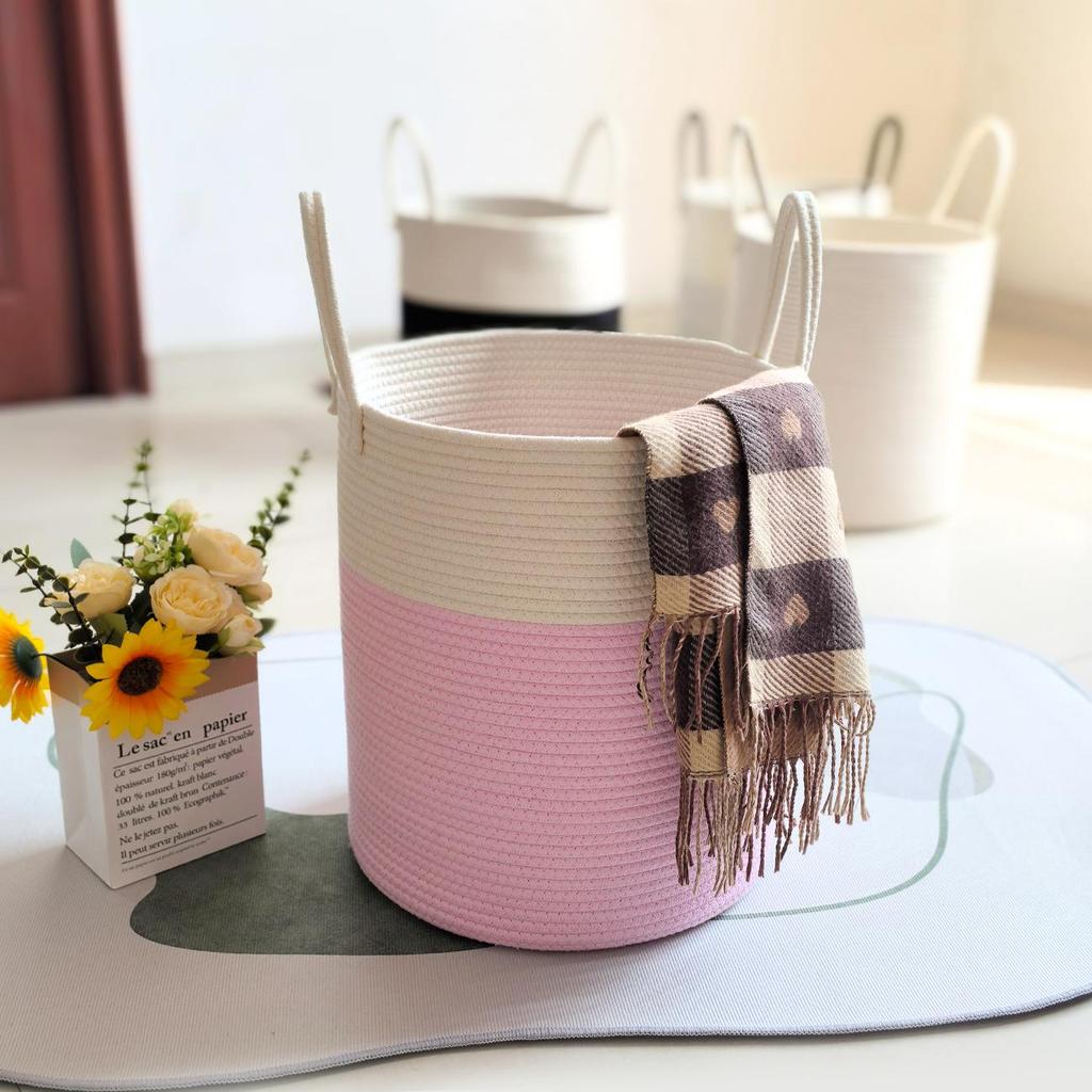 Korb aus gewebtem Baumwollseil im nordischen Stil für Wäsche, Spielzeug und Aufbewahrung