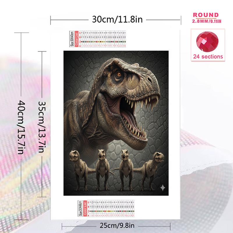 T-Rex 100% Round Full Drill 5D DIY Diamond Painting Embroidery Cross Stitch Rhinestone Décor