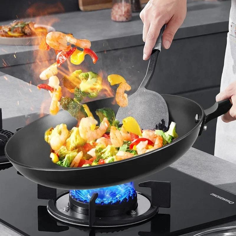 Cast Iron Frying Pan,Non Stick Pan Fried Steak Wok Uncoated  Pot Kitchen Cookware For Gas Stove and Induction Cooker