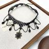 Gothic Punk Sexy Lace Black Crystal Pendent Necklace For Women Teens Girls Rivet Flower Collar Necklace Rock Jewelry Gifts Party