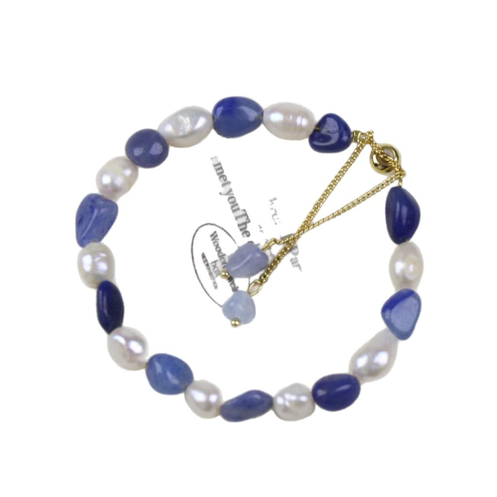 2025 Niebieska Awenjurytowa Bransoletka z Perłami Słodkowodnymi dla Kobiet