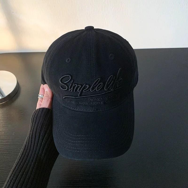 

Cotton Baseball Cap For Women With Wide Brim And Embroidered Letters For Sun Protection чорний