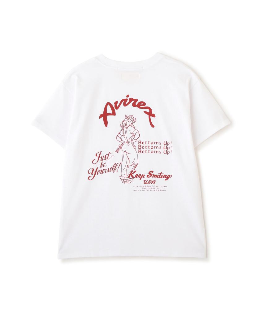 AVIREX PINUP GIRL Size T-SHIRT, Women's, M, 030, White, 783-5235604