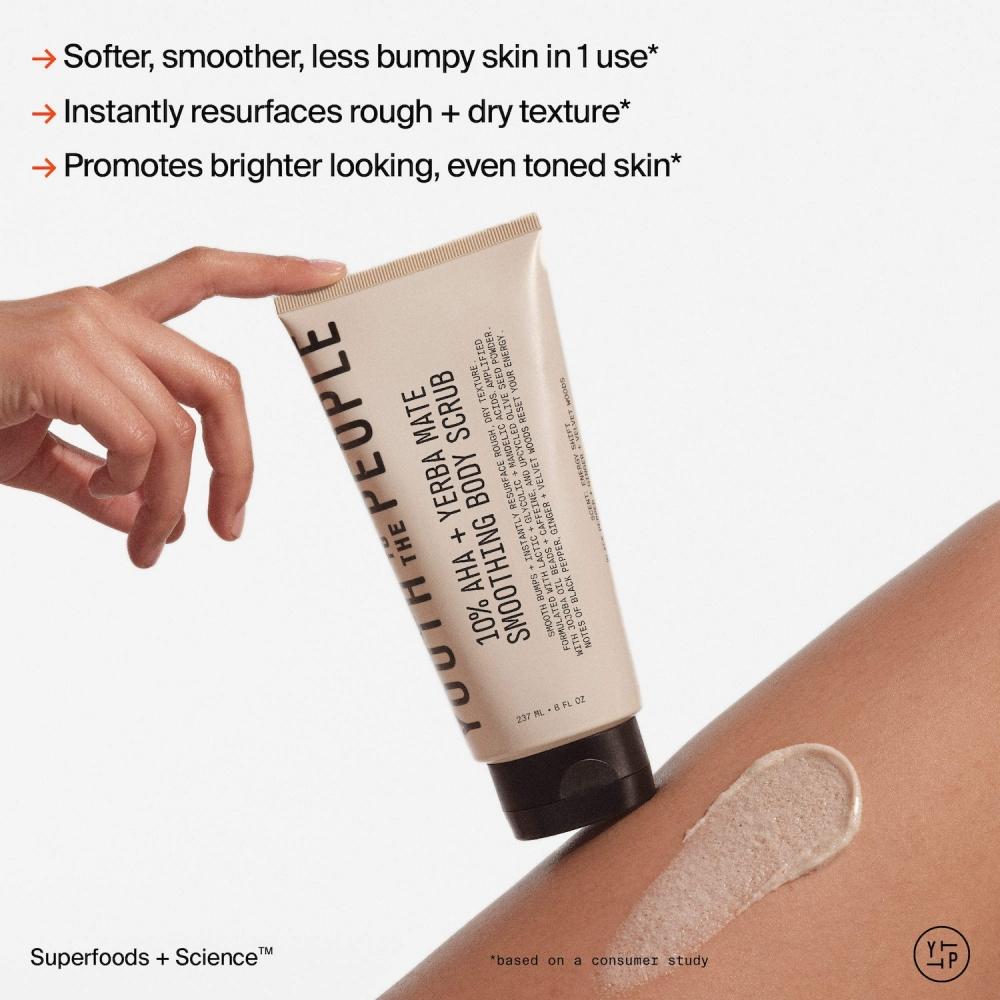 Youth To The People 10  Aha + Yerba Mate Body Scrub 8 Oz   237 Ml