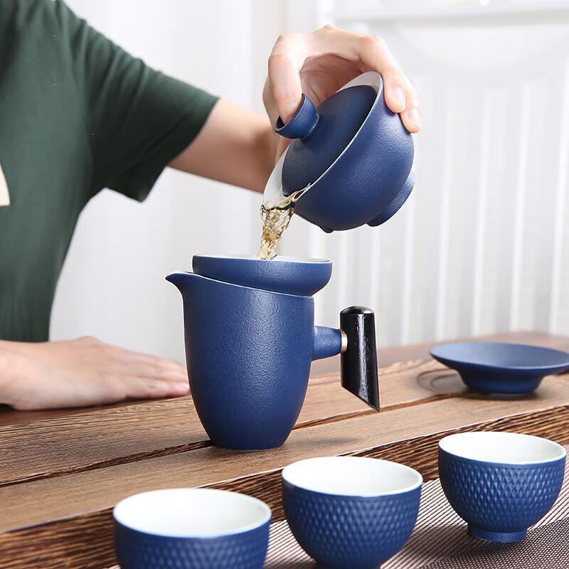 Chaxun Stone Glaze Ceramic Tea Set with Side Handle Pot