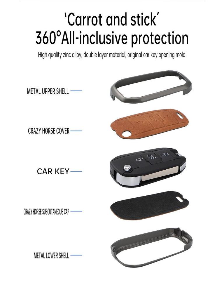 Compatible Key Case for Citroen Sega Triumph 2012-2016 - Folding Shell & Buckle